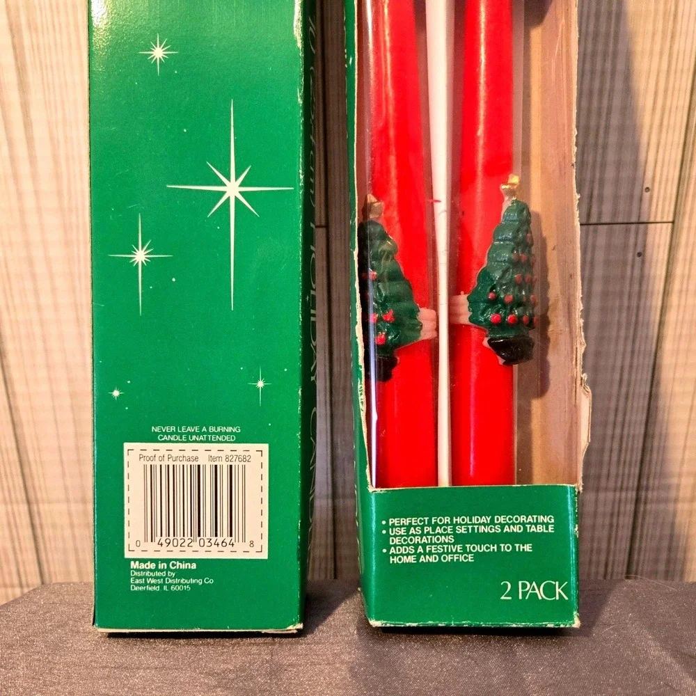 JoyBrite 10 Inch Holiday Candles Red‎ Christmas Tree DecorationOld Stock 2 Packs